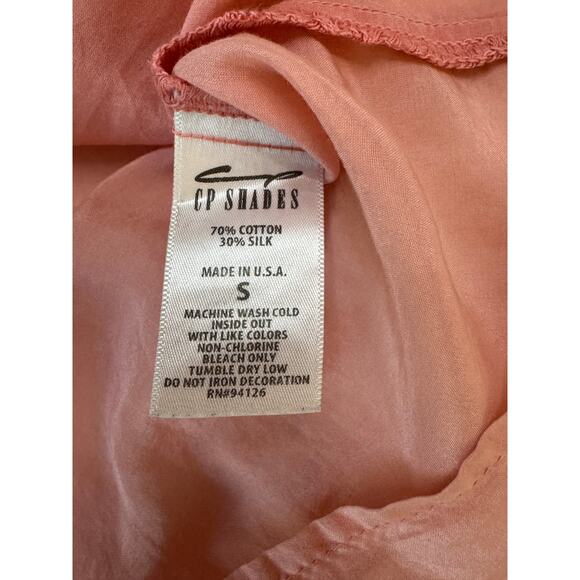CP Shades Silk Pleated Tunic Tank Blouse Peach Orange Sleeveless Top Size M - Picture 8 of 8